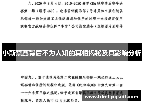 小斯禁赛背后不为人知的真相揭秘及其影响分析