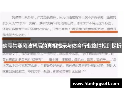 魏震禁赛风波背后的真相揭示与体育行业隐性规则探析